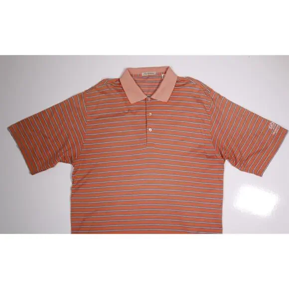 Peter Millar The Broadmoor Golf Club Orange Striped Cotton Polo Shirt Men's XL - Picture 3 of 7